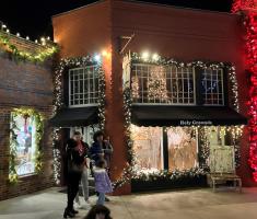 Holy Grounds in Grapevine decorated during Christmas Capital of Texas